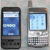 HTC G1 side by side with my old PalmOne Treo 600